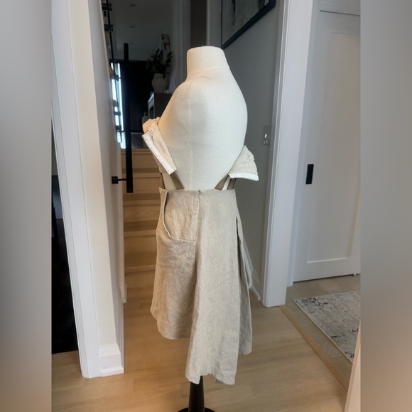 Chloé Comme Paris Linen Dress Cutout Strap Dress Natural Beige – Size 2 - Picture 2 of 8